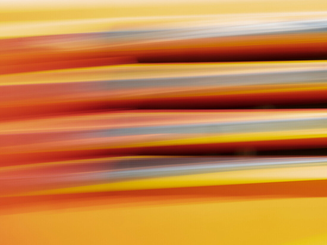 Red and yellow abstract of painted truck
