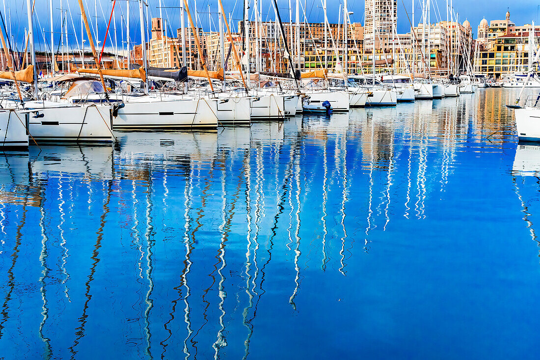Colorful marina, Marseille, France. Second largest city in France