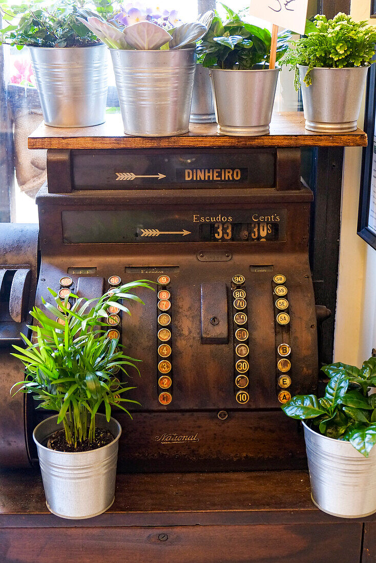 Lisbon, Portugal. Antique Portuguese cash register