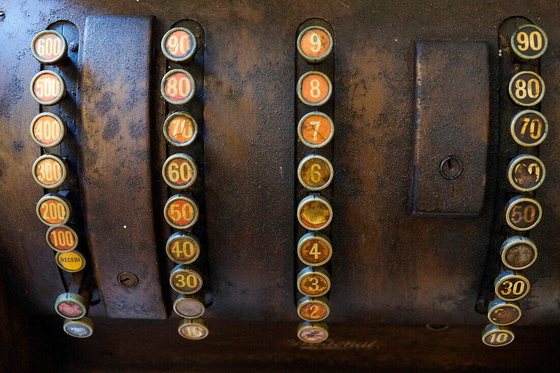 Lisbon, Portugal. Antique Portuguese cash register