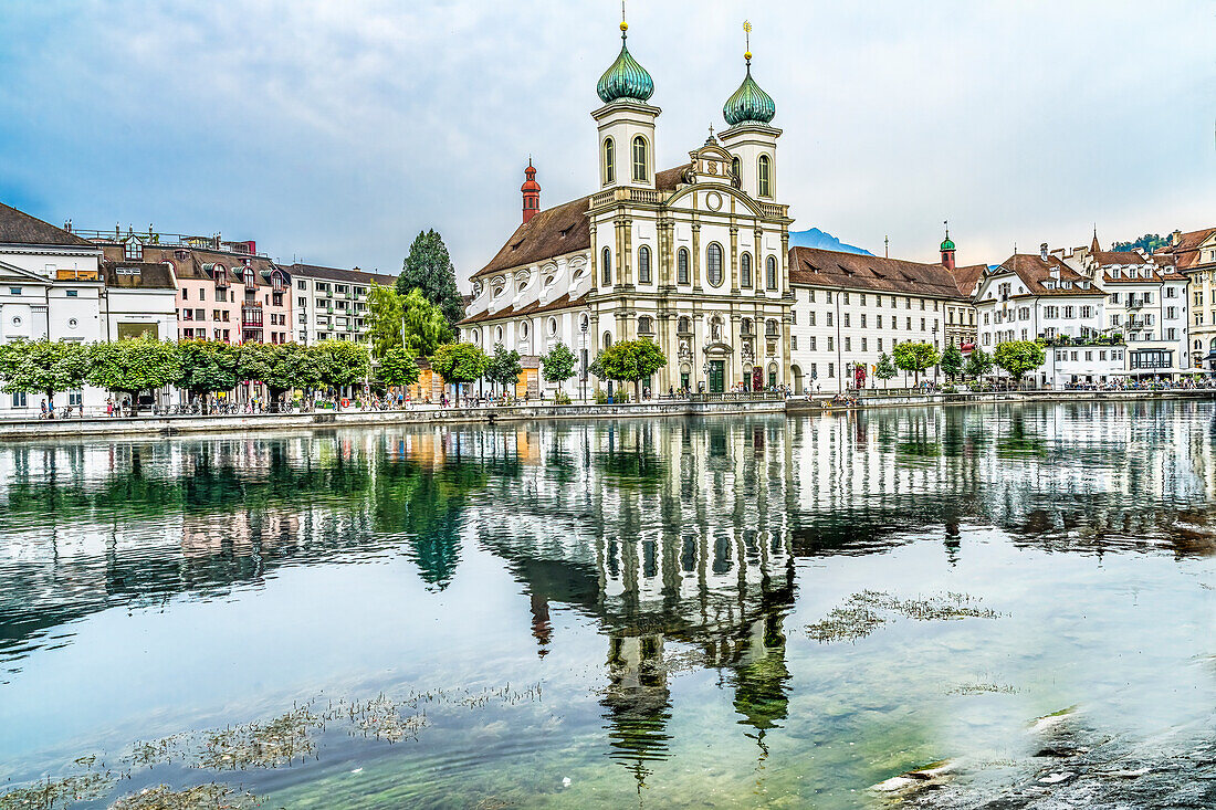 Jesuit Church Inner Harbor reflection, Lucerne, Switzerland.