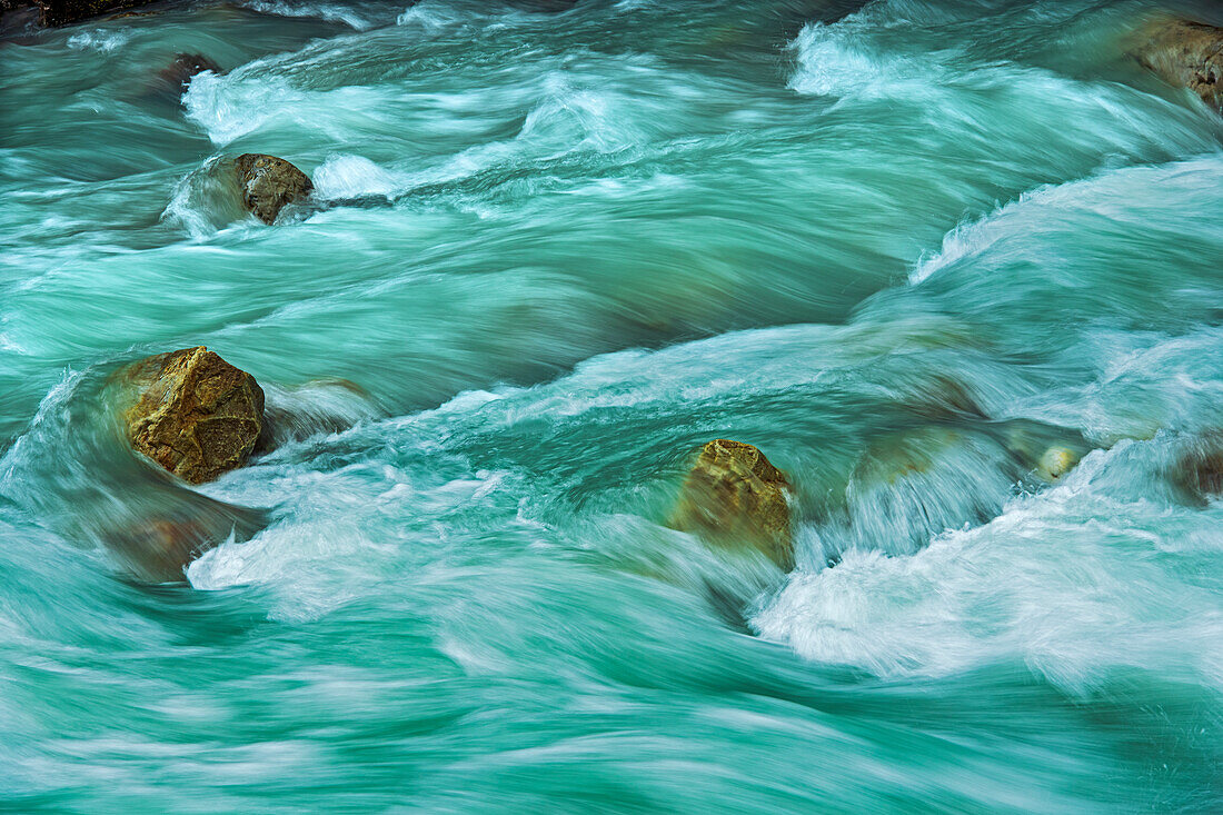 Canada, British Columbia, Mount Robson Provincial Park. Robson River cascade.