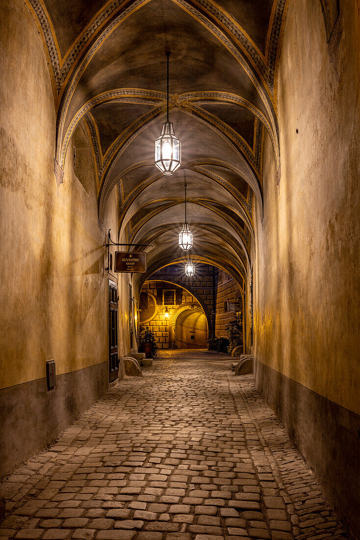 Korridor im Schloss Cesky Krumlov in der Tschechischen Republik