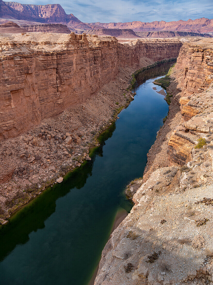 Severe ongoing drought has lowered the levels of the Colorado River in Marble Canyon.