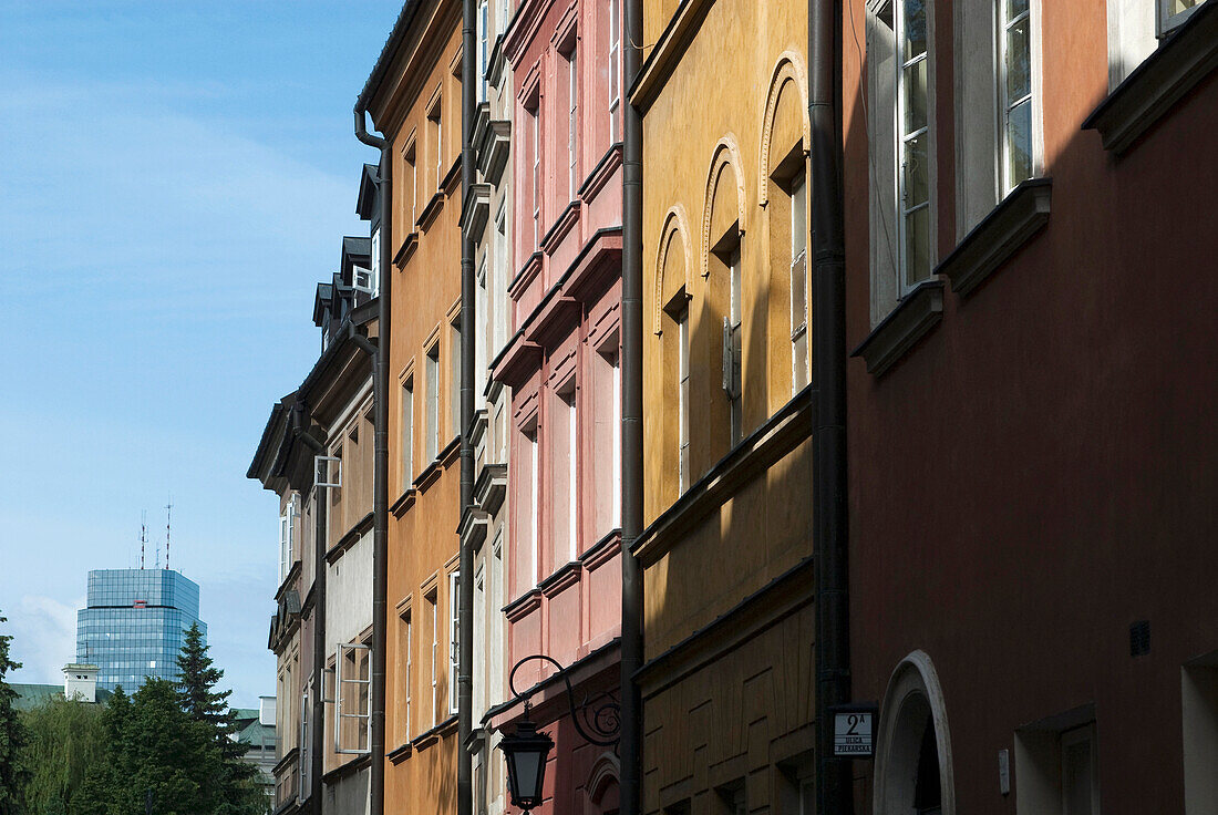 Business areas on the doorstep of the Old Town district of Warsaw, Poland