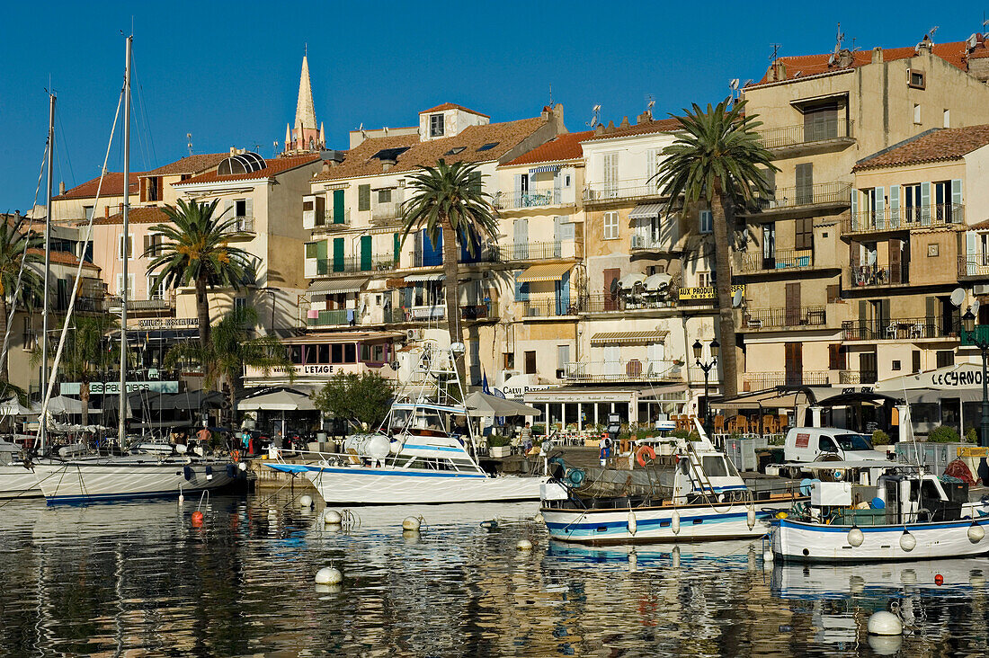 The marina and quai Landry at Calvi. The Balagne district. Corsica. France