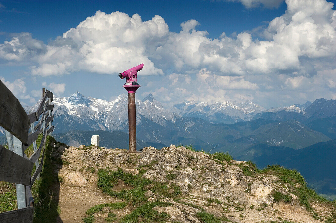 Panoramic view from the top of the Kitzbuheler Horn. Kitzbuehel, Tyrol, Austria.