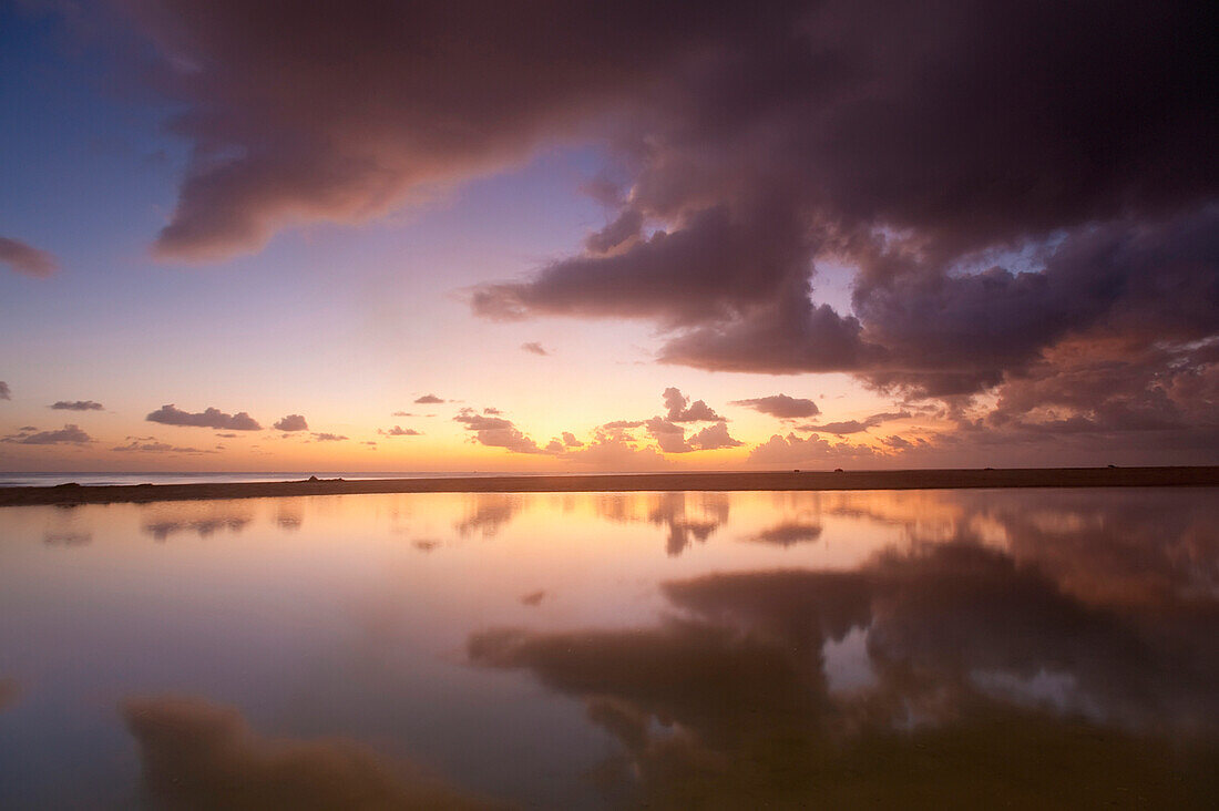 Sunset Beside Shallow Pool, Brighton Beach, Barbados; Barbados