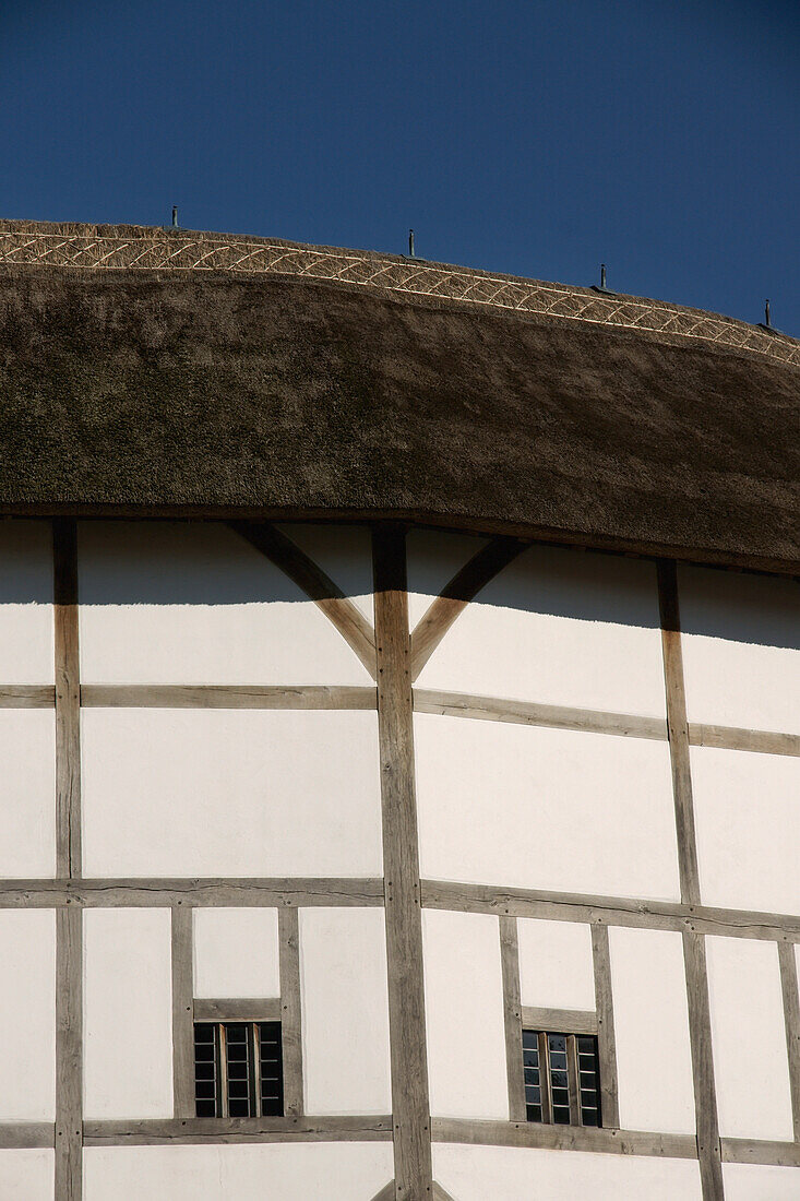 The Exterior of the Globe Theatre on the Southbank of the Thames, London, England, UK., London, England, UK.