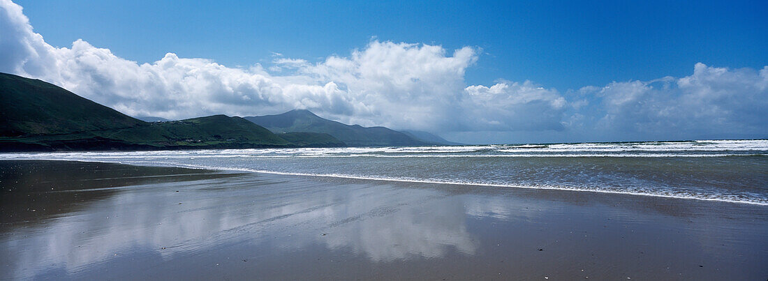 Panoramic View Of Waves On A Beach, Glenbeigh, County Kerry; Glenbeigh, County Kerry