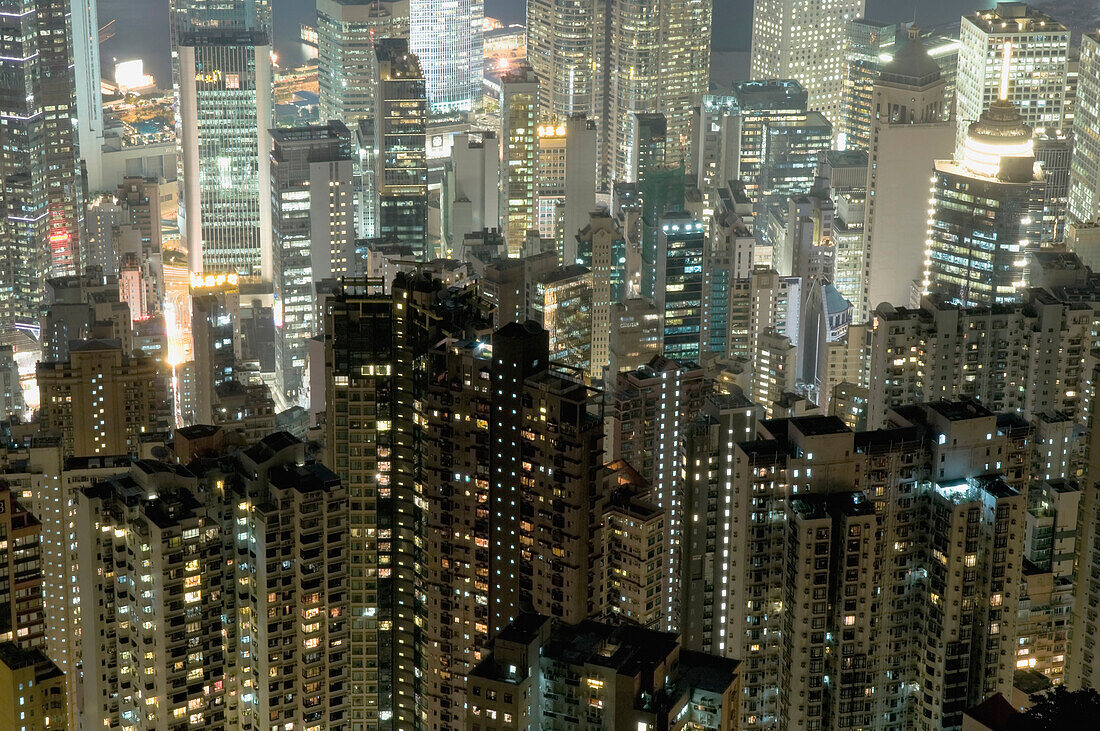 Elevated View Of Apartment Blocks At Night