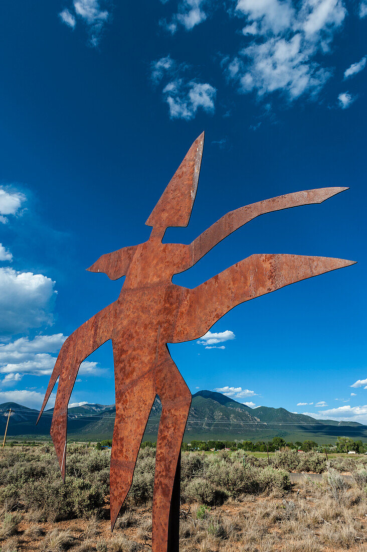 Bronze Sculpture Outside The Millicent Rogers Museum In Taos, New Mexico, Usa