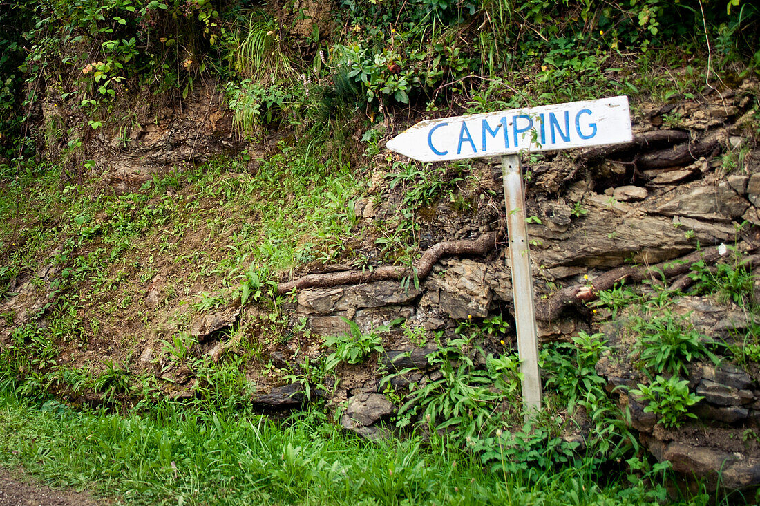 Camping Sign, Mutriku, Basque Country, Spain