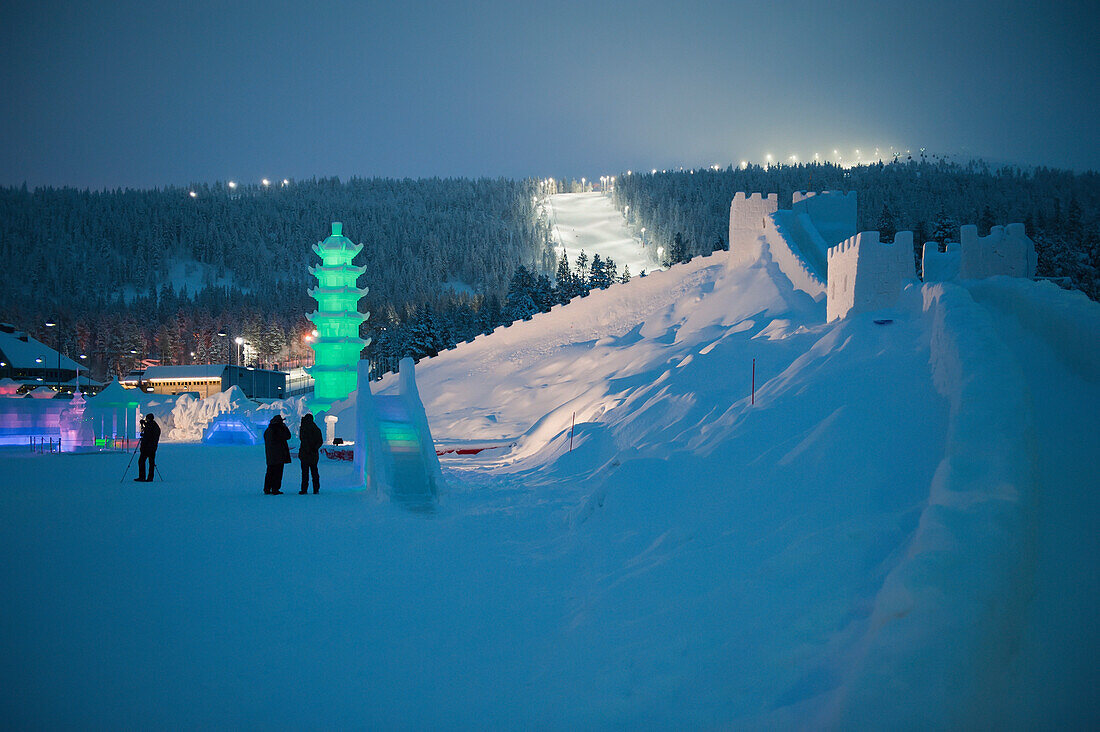 The Icium Wonderworld Of Ice Sculpture Park, An Annual Event Featuring Chinese Ice And Snow Sculptures, Levi, Lapland, Finland