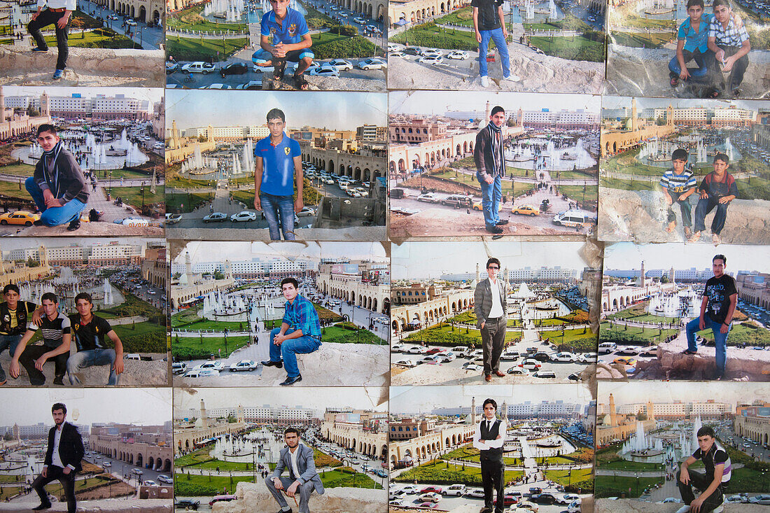 Fotografenabzüge am Aussichtspunkt über der Stadt Erbil, Irakisch-Kurdistan, Irak