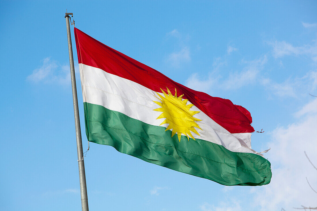 Iraqi Kurdish Flag, Erbil, Iraqi Kurdistan, Iraq