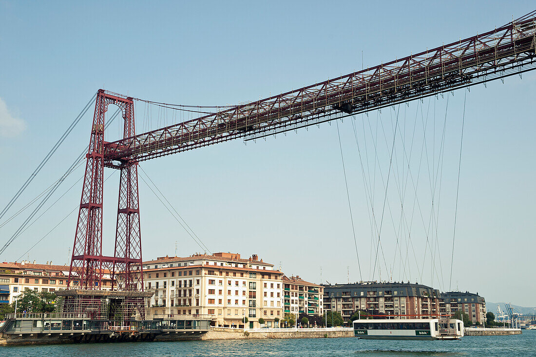 Puente De Vizcaya, Erste Pendelbrücke, zwischen Portugalete und Getxo, Baskenland, Spanien