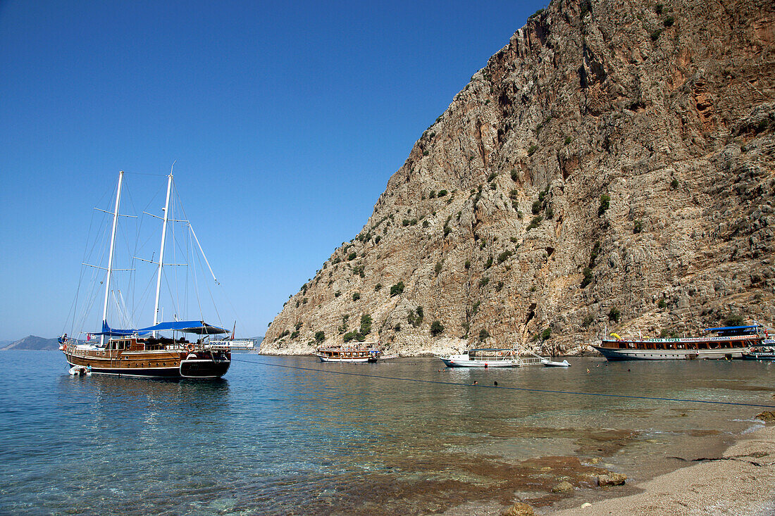 Pleasure Cruise Boat From Oludeniz In Butterfly Bay, The Turquoise Coast, Southern Turkey
