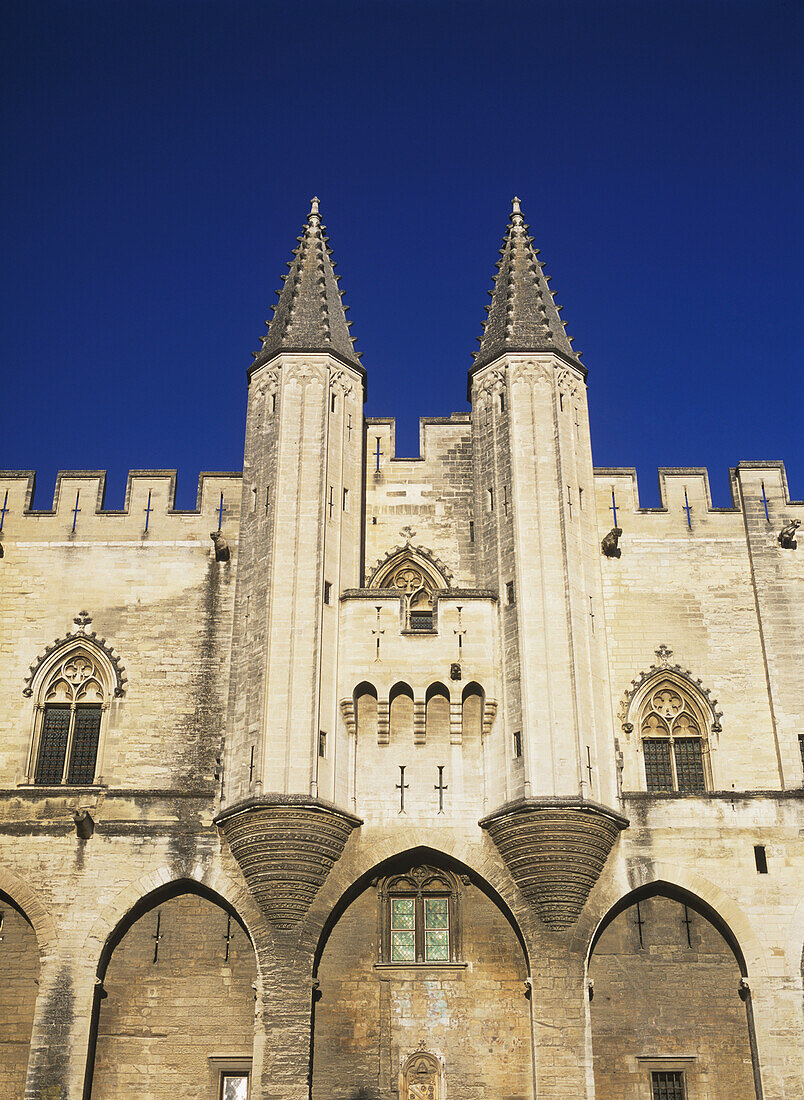 Entrance Area Of The Palais Des Papes (Palace Of The Popes) In The Early Evening, Avignon, France.