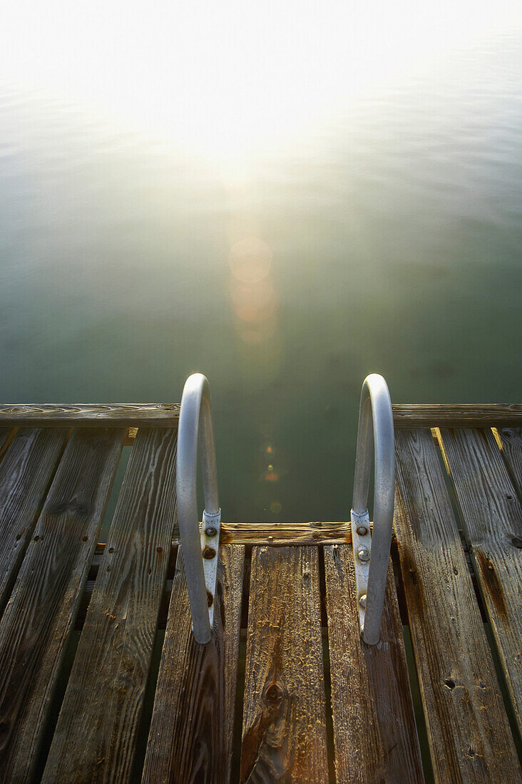 Steps At End Of Pier Leading Into Calm Water, Montego Bay, Jamaica.