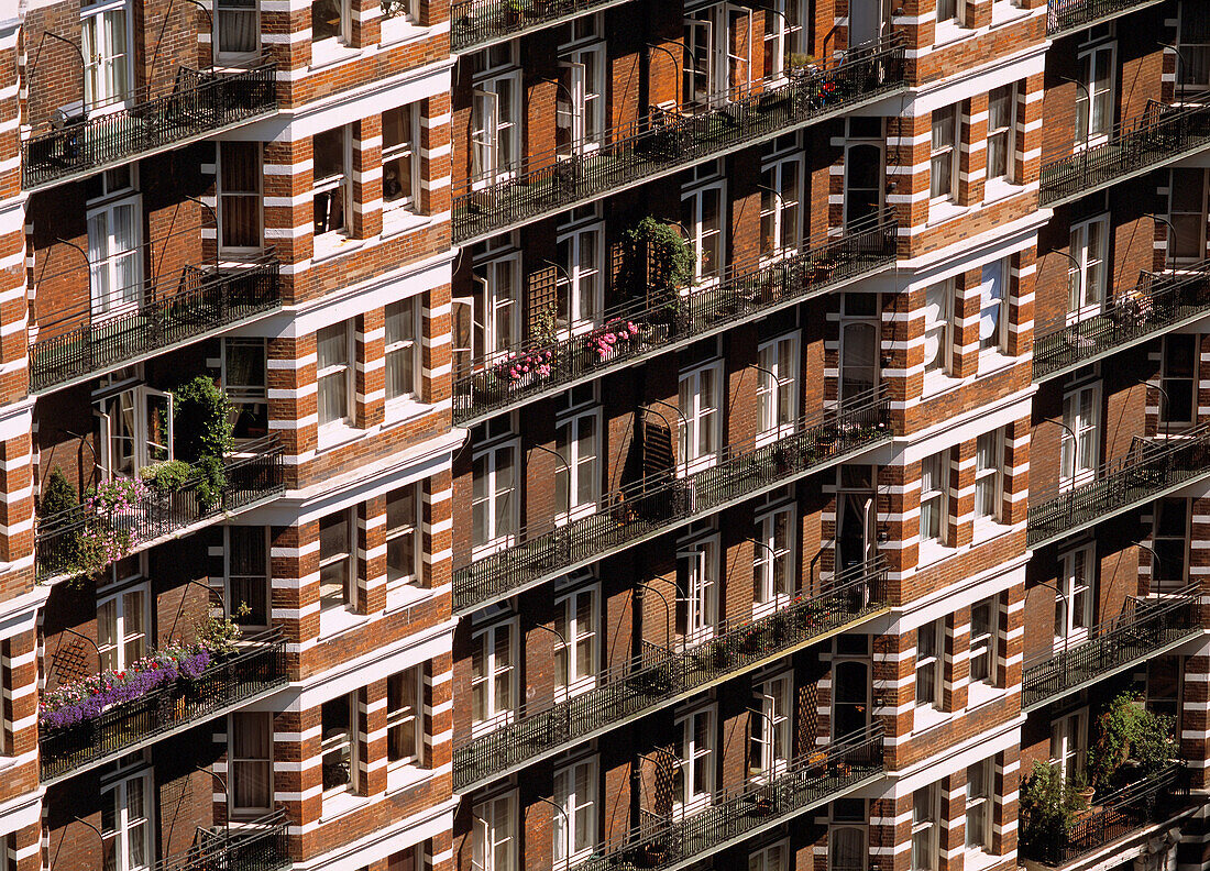 Detail Of Large Terraced Houses Near Victoria. London, Uk.