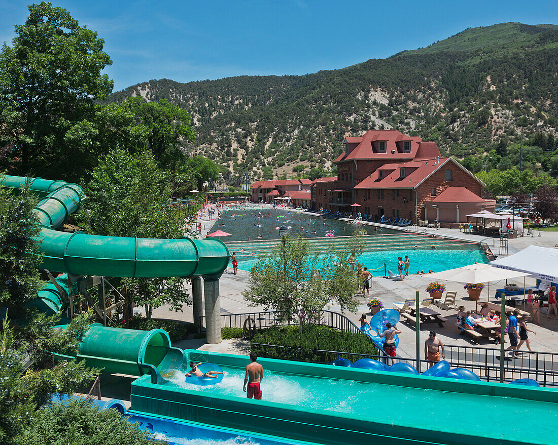 Colorado. USA, Größte heiße Mineralquellen der Welt; Glenwood Springs