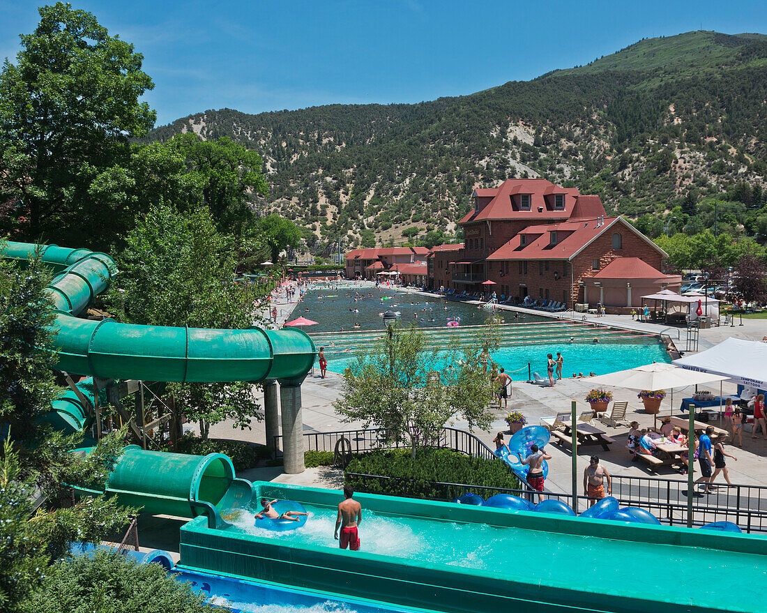 Colorado. USA, Largest outdoor mineral hot springs in world; Glenwood Springs