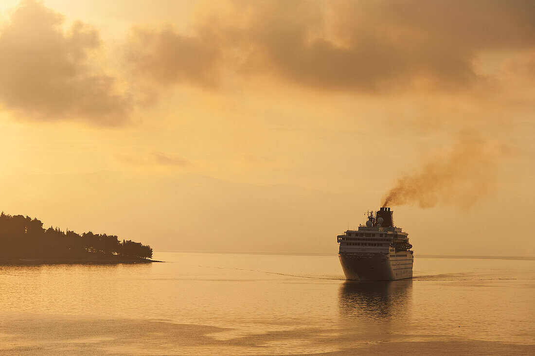 Greece, Cruise ship off coast of Corfu