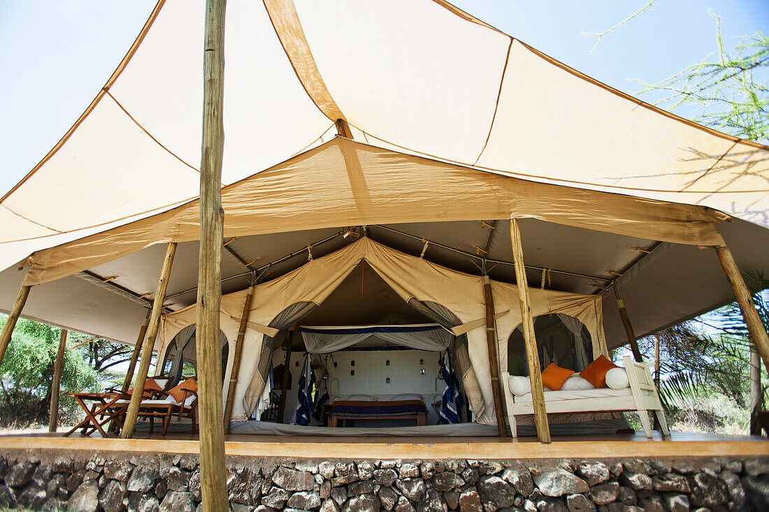 Kenya, Luxury tented accommodation at Joy's Camp; Shaba National Reserve