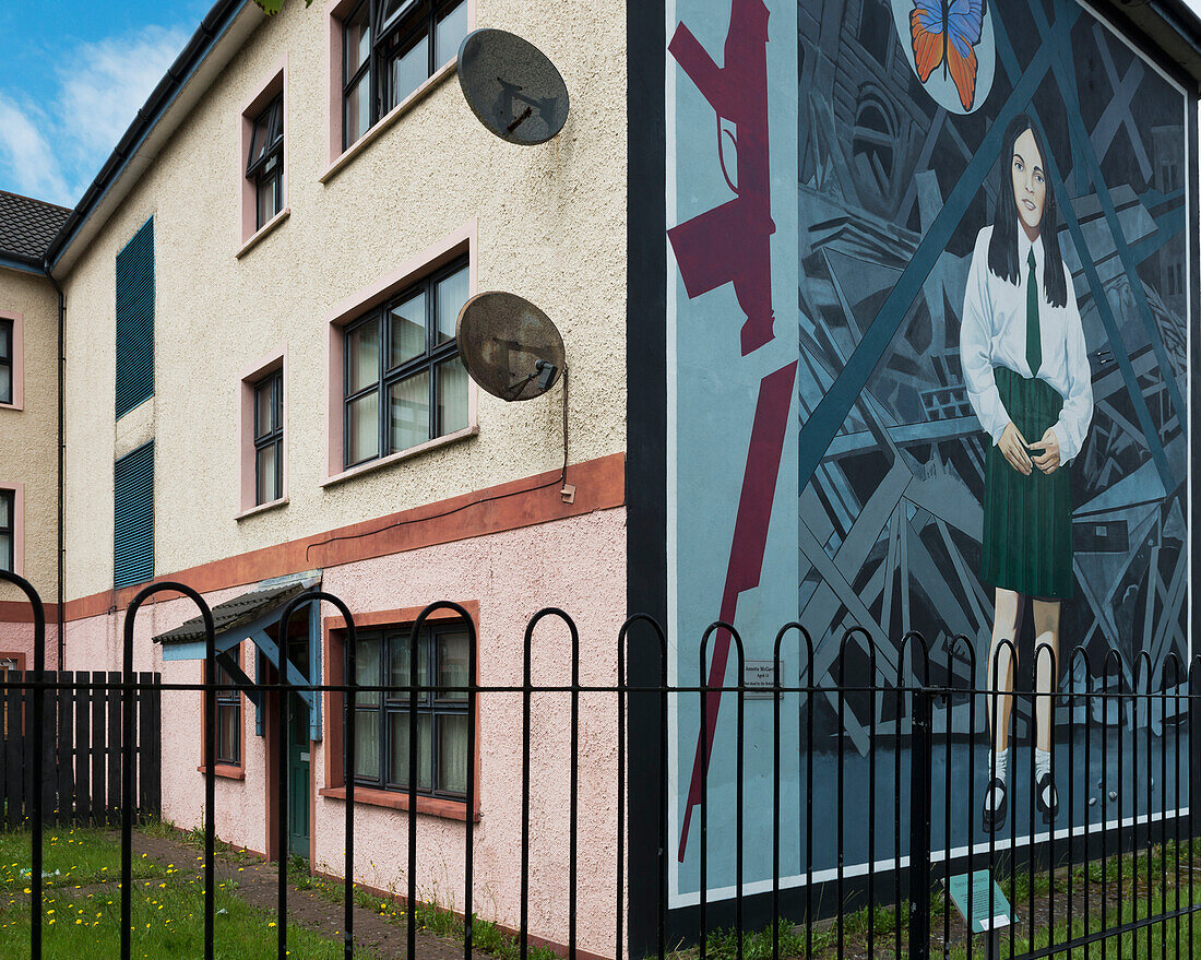 United Kingdom, Northern Ireland, County Londonderry, Bogside Area; Derry, she was shot dead by a British soldier close to site of mural, Death Of Innocence Annette McGavigan Mural