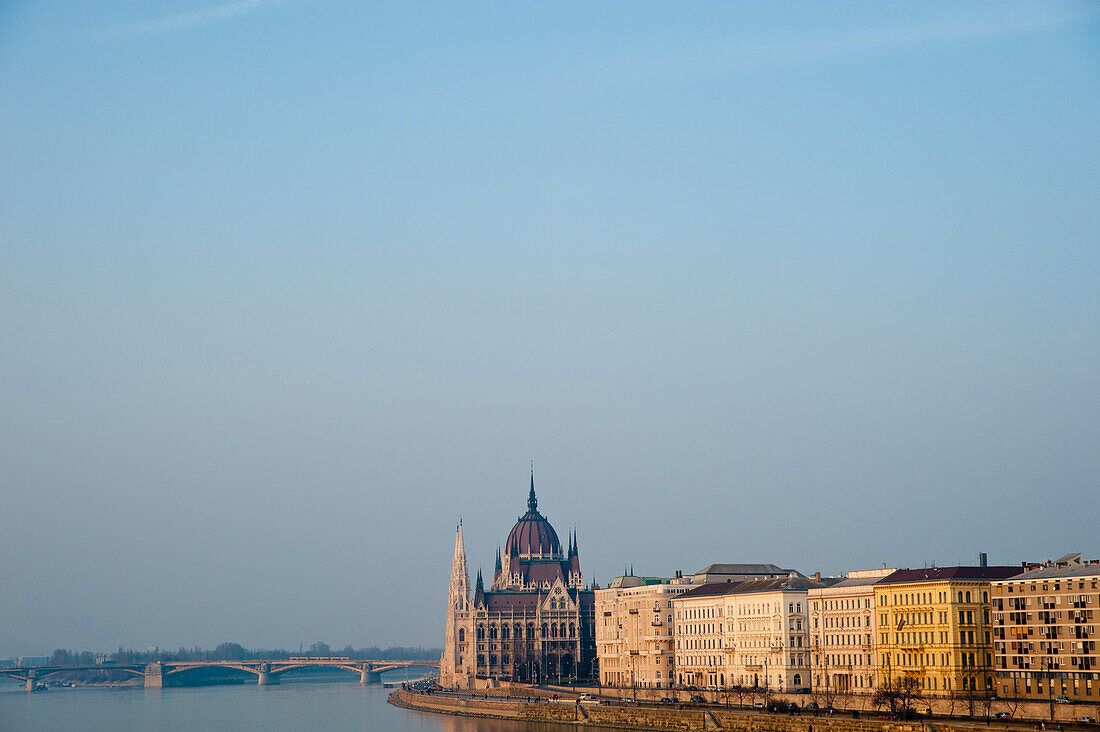 Views of the Hngarian Parliament from the Chain Bridge, Budapest, Hungary