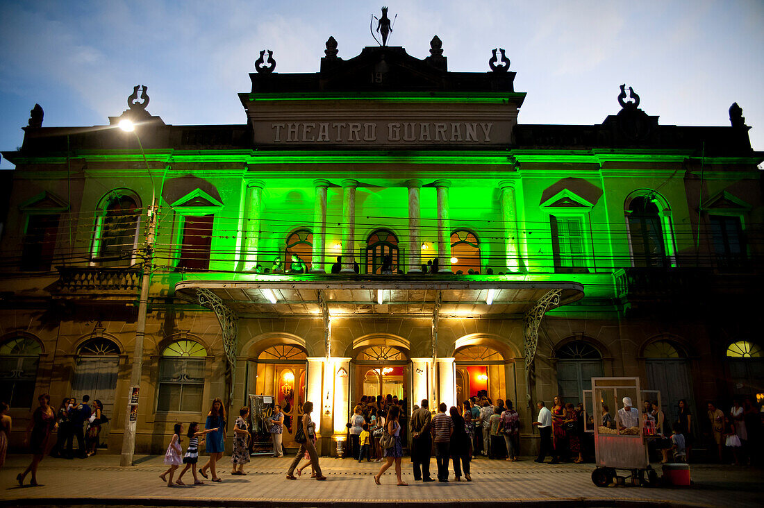 Teatro Guarany At Night, Pelotas, Rio Grande Do Sul, Pelotas, Brazil