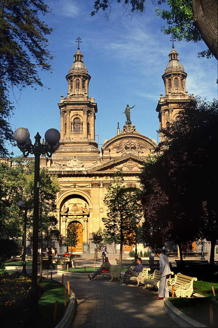South America, Chile, Santiago Cathedral, Plaza De Armas