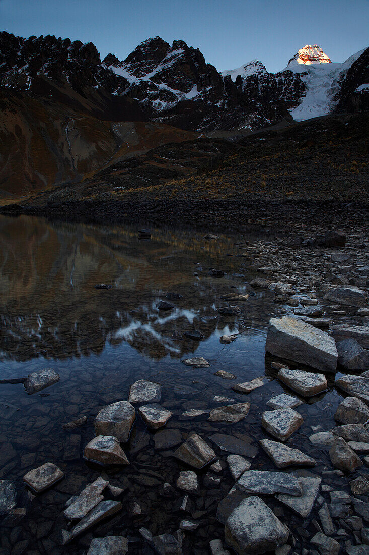 Condorri peak at dawn Cordillera Real Bolivia