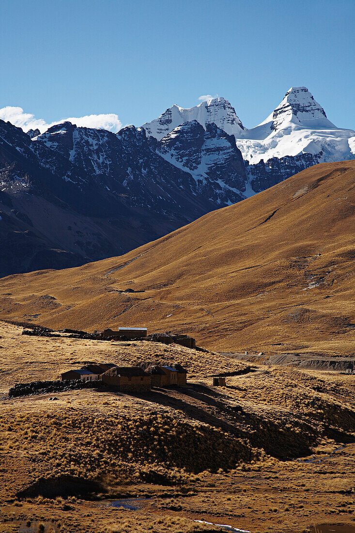 Condorri Peak With Amaryan Village, Cordillera Real; Bolivia