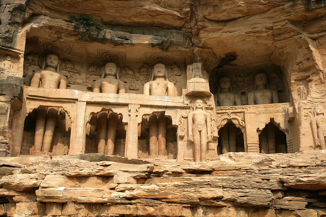 Statues Of Jain Gods Gwalior Madhya Pradesh India