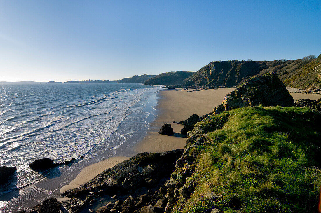 Küstenlinie bei Saundersfoot, Dyfed, Wales Uk