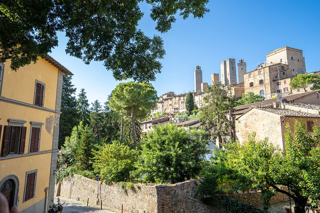 Historic old town and towers of San Gimignano; San Gimignano, Tuscany, Italy