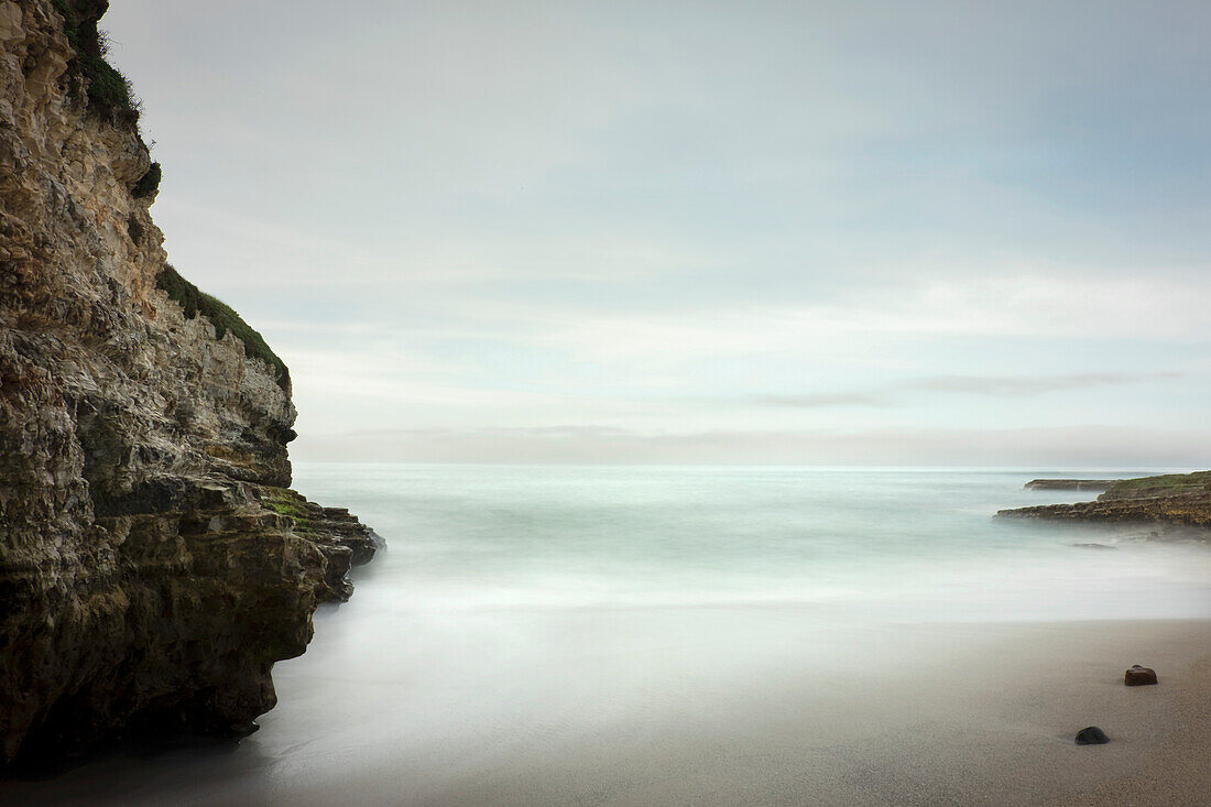 Rugged cliff and rock formations along the beach and coast at Wilder Ranch State Park; Santa Cruz, California, United States of America