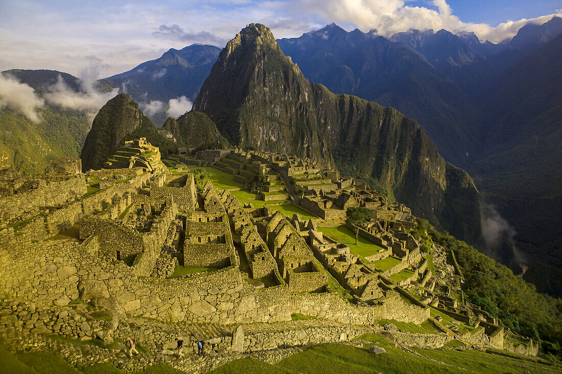 Die präkolumbianischen Inkaruinen von Machu Picchu.