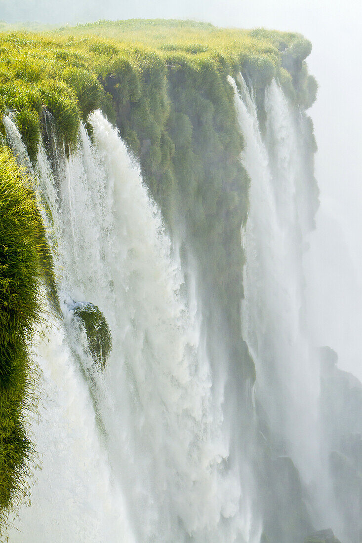 Wasserkaskaden in einer üppigen Landschaft am Devil's Throat Aussichtspunkt.