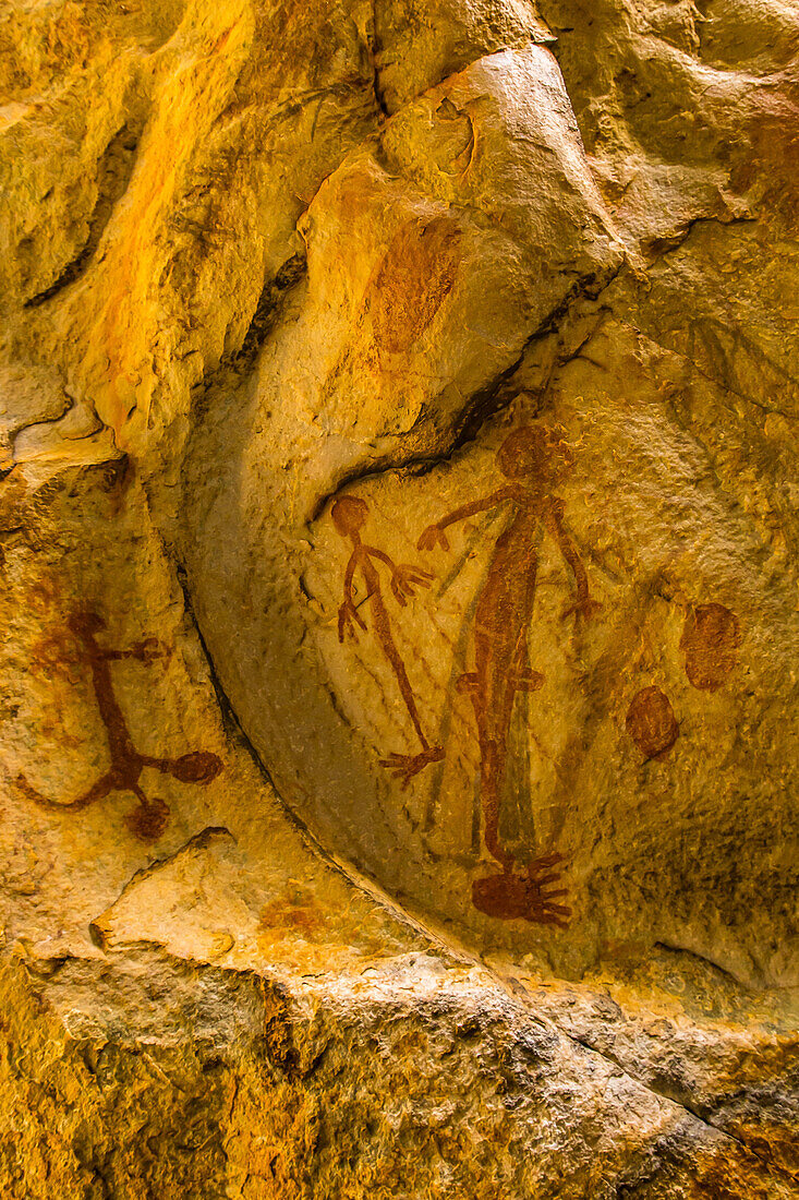 Aboriginal Rock Art near Jar Island in the Kimberley Region of Western Australia.