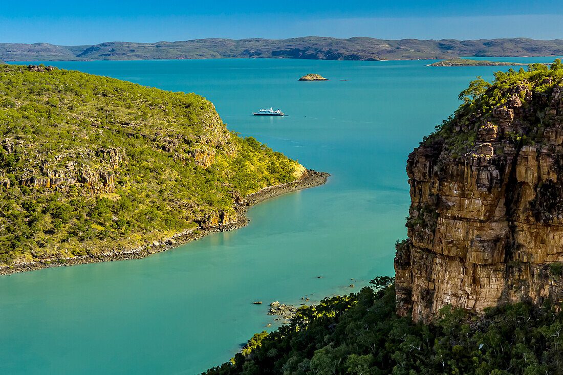 Ein Luftbild der Klippen am Hunter River in der Kimberley Region im Nordwesten Australiens.