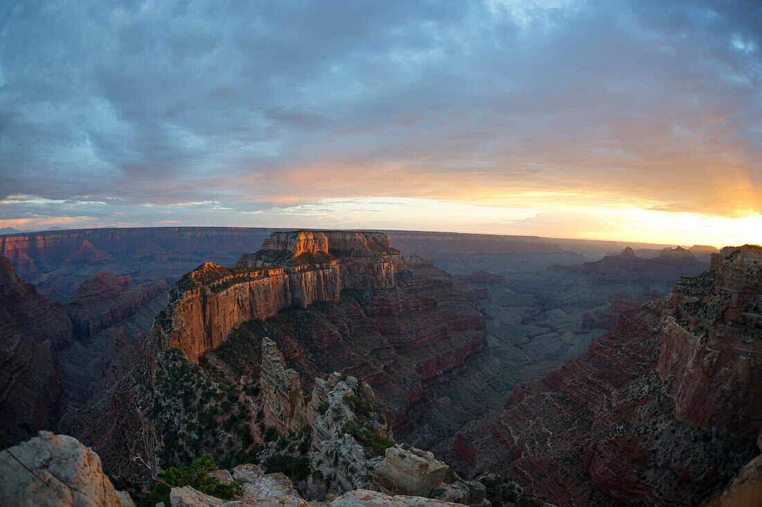 The Grand Canyon at sunset.