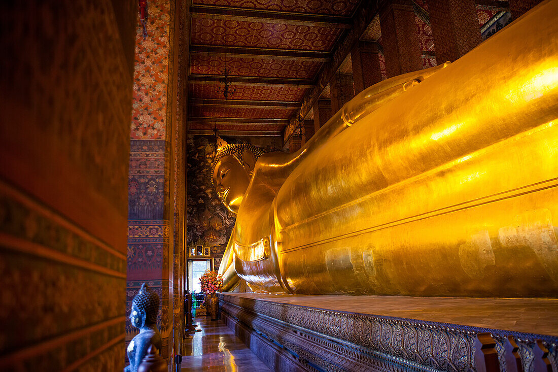 The giant reclining Buddha at the Wat Pho temple in Thailand.