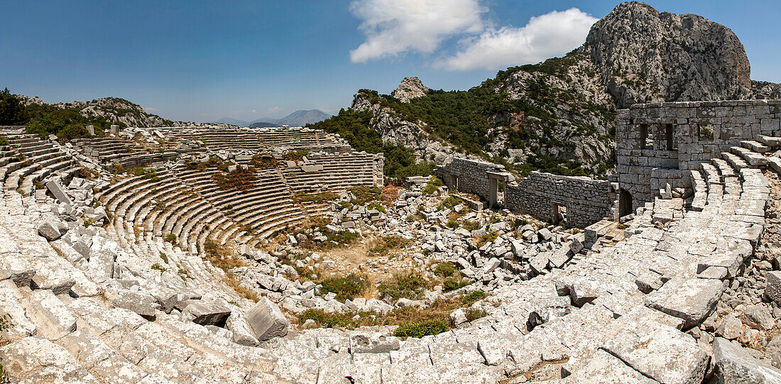 Ruins of the Roman theatre, at Termessos, near Antalya, Turkey.; Termessos, Anatolia, Turkey.
