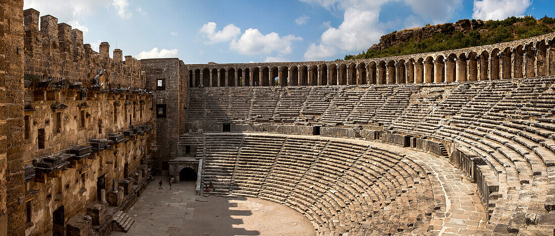 The Roman amphitheatre at Aspendos, near Antalya, Turkey.; Aspendos, Anatolia, Turkey.
