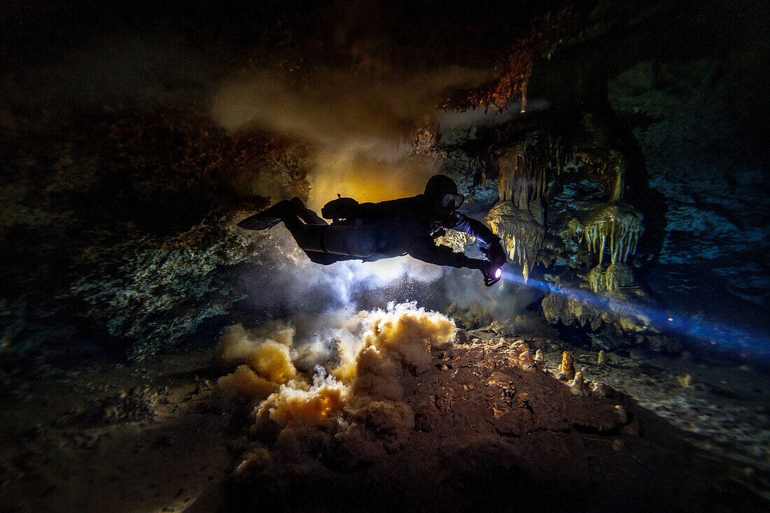 Even the bubbles you make while cave diving can release a great deal of silt and reduce visibility.