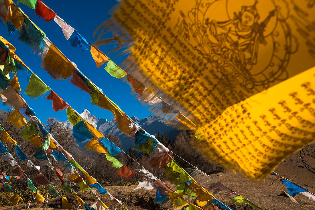 A stupa in the foothills of Mount Siguniang.