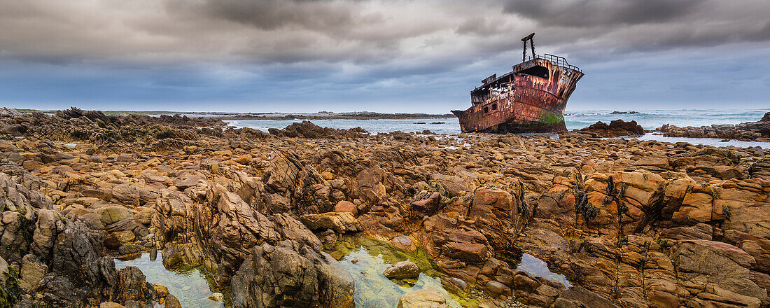 Shipwreck of the Meisho Maru No. 38 on the beach at Cape Agulhas in Agulhas National Park; Western Cape, South Africa